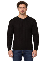 Mens Cable Knit Sweater Long Sleeve Round Neck Top Jumper