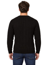 Mens Cable Knit Sweater Long Sleeve Round Neck Top Jumper