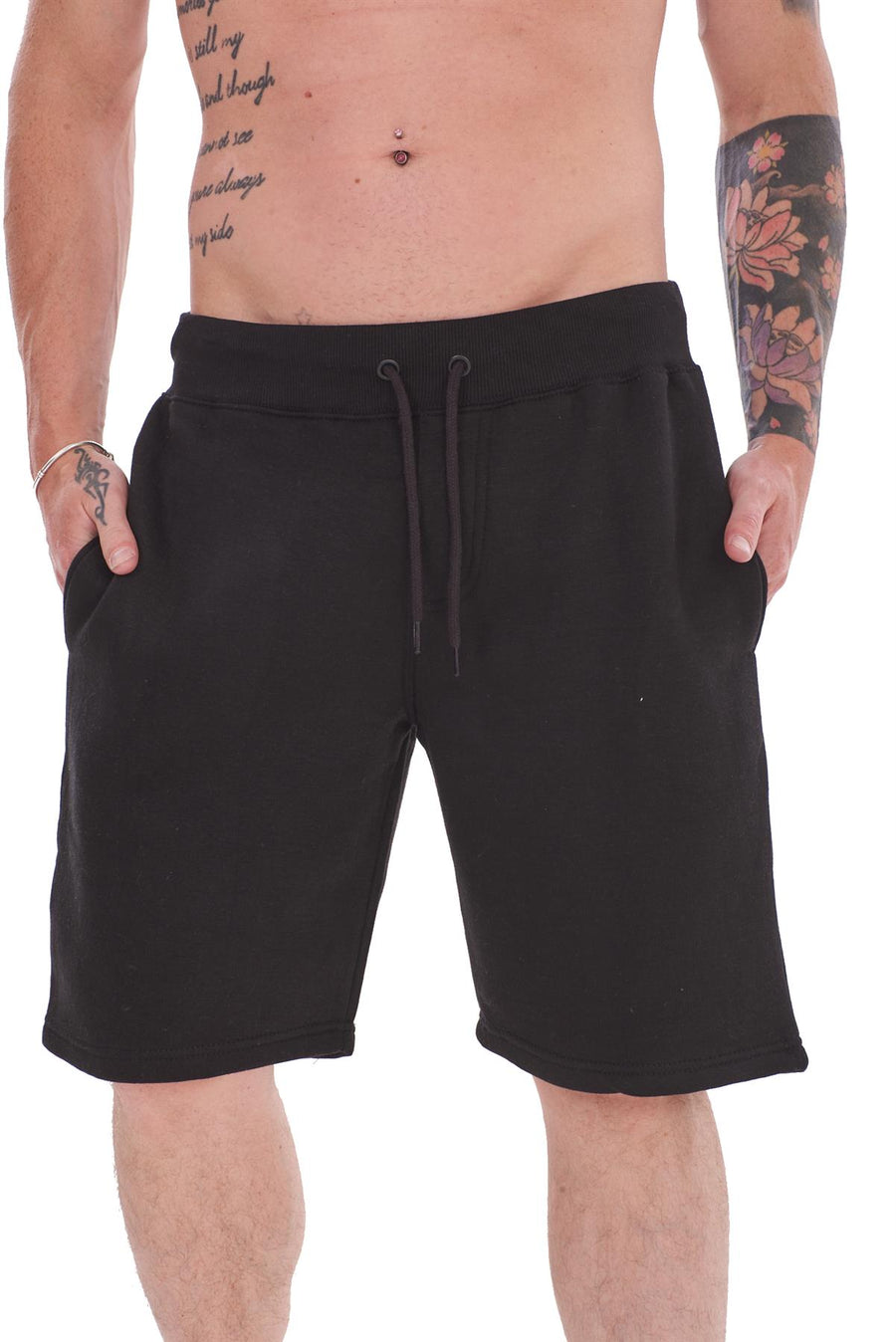 Mens 2 Pack Fleece Shorts Gym Jogging Bottoms Zip Pockets Elastic Waist S-XL