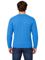 Mens Cable Knit Sweater Long Sleeve Round Neck Top Jumper