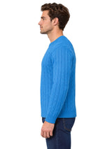 Mens Cable Knit Sweater Long Sleeve Round Neck Top Jumper
