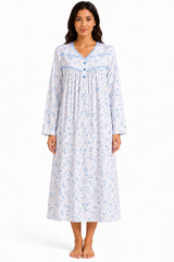 Womens Thermal Nightdress Long Sleeve Floral Warm Winter Nightie