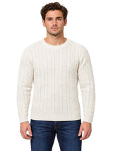 Mens Cable Knit Sweater Long Sleeve Round Neck Top Jumper