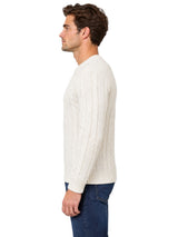 Mens Cable Knit Sweater Long Sleeve Round Neck Top Jumper