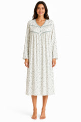 Womens Thermal Nightdress Long Sleeve Floral Warm Winter Nightie