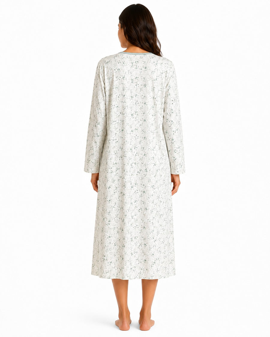 Womens Thermal Nightdress Long Sleeve Floral Warm Winter Nightie