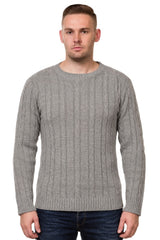 Mens Cable Knit Sweater Long Sleeve Round Neck Top Jumper