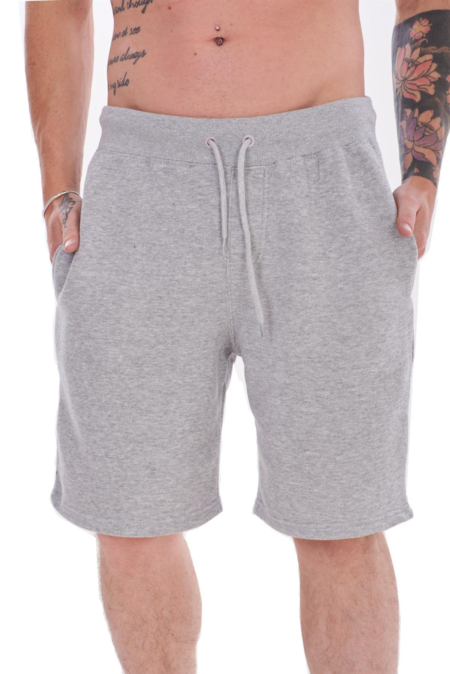 Mens 2 Pack Fleece Shorts Gym Jogging Bottoms Zip Pockets Elastic Waist S-XL