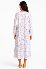 Womens Thermal Nightdress Long Sleeve Floral Warm Winter Nightie