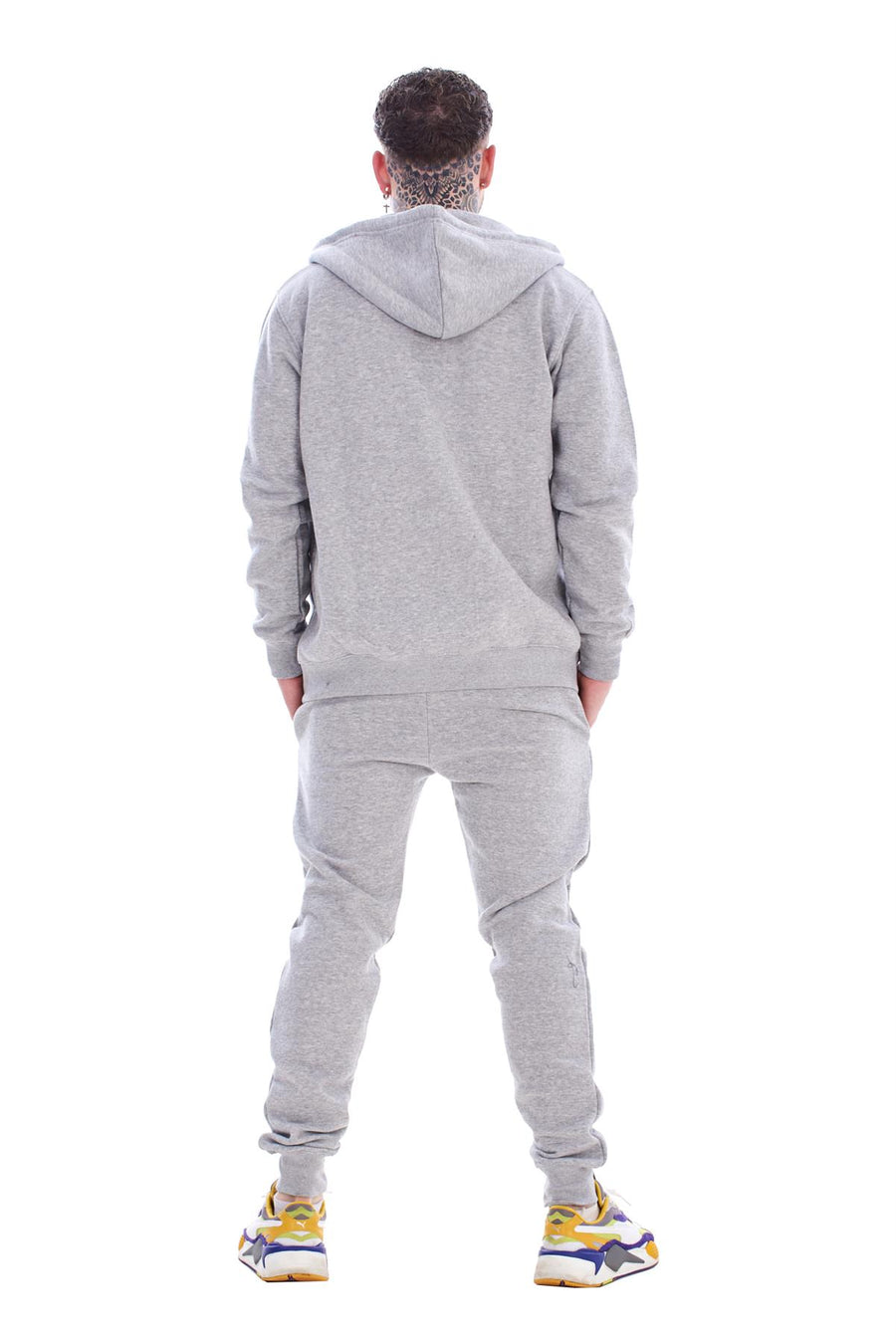 Mens Black Tracksuit Set Zip Hoodie Joggers Cotton Fleece Casual Gym Lounge