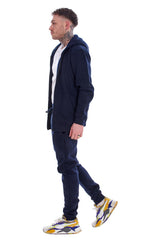 Mens Black Tracksuit Set Zip Hoodie Joggers Cotton Fleece Casual Gym Lounge