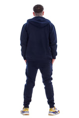 Mens Black Tracksuit Set Zip Hoodie Joggers Cotton Fleece Casual Gym Lounge