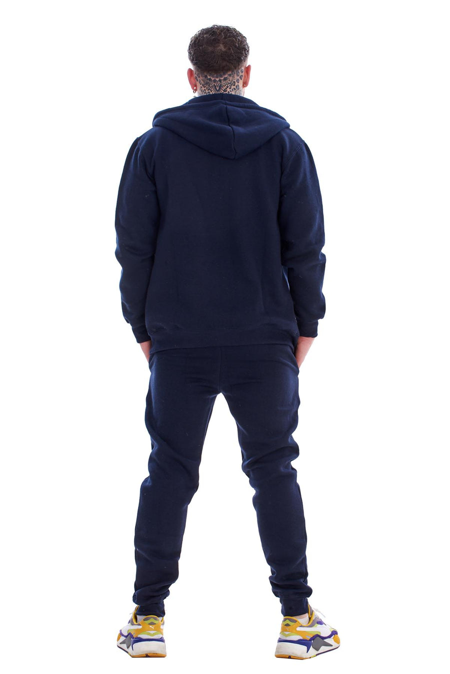 Mens Black Tracksuit Set Zip Hoodie Joggers Cotton Fleece Casual Gym Lounge
