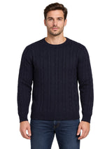 Mens Cable Knit Sweater Long Sleeve Round Neck Top Jumper