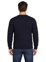Mens Cable Knit Sweater Long Sleeve Round Neck Top Jumper