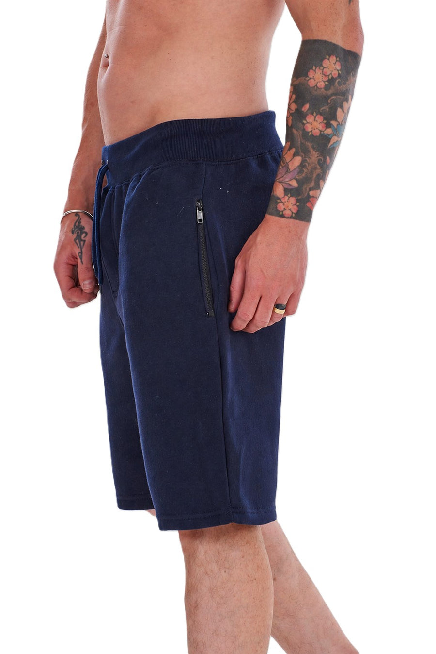 Mens 2 Pack Fleece Shorts Gym Jogging Bottoms Zip Pockets Elastic Waist S-XL