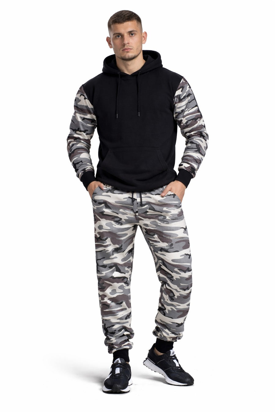 Mens Camouflage Tracksuit Fleece Hooded Sweatshirt Joggers