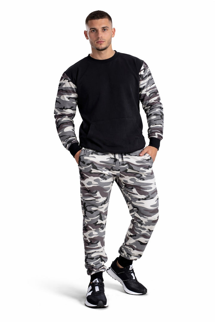 Mens Camouflage Tracksuit Fleece Hooded Sweatshirt Joggers
