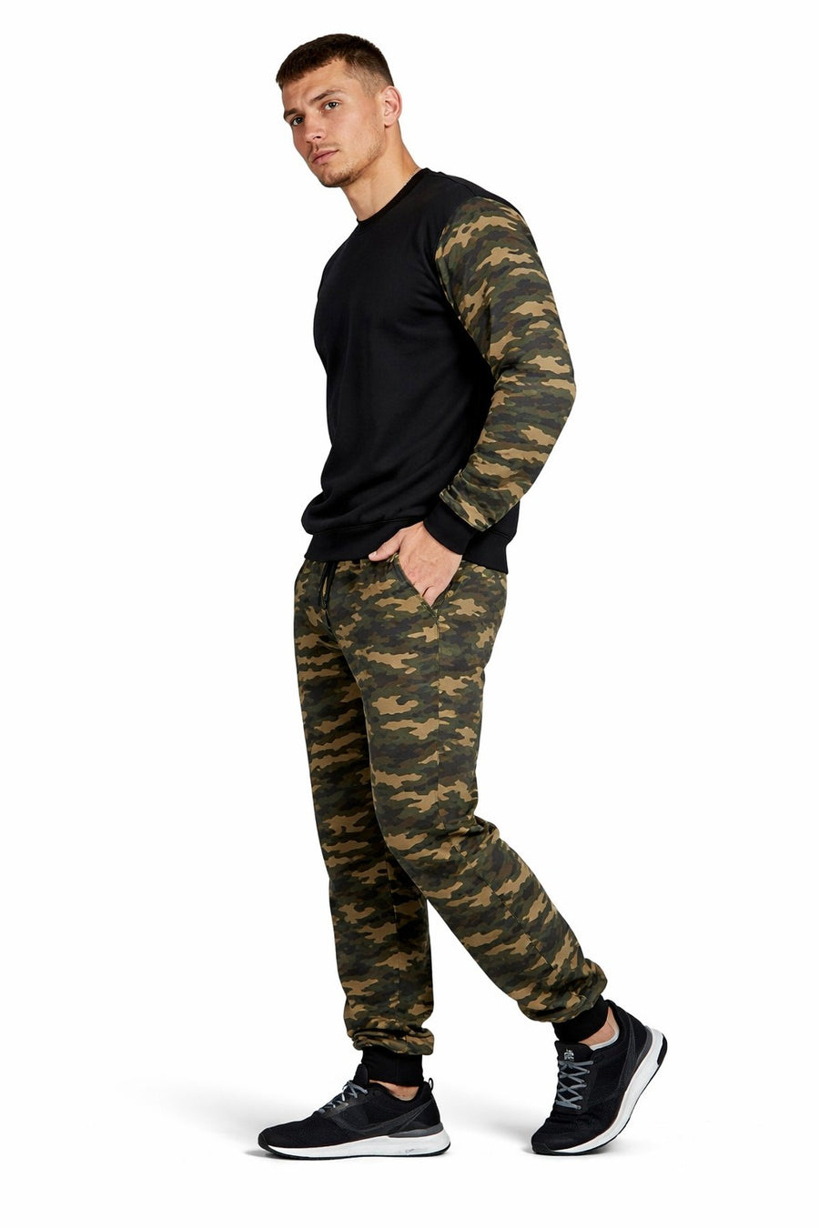 Mens Camouflage Tracksuit Fleece Hooded Sweatshirt Joggers