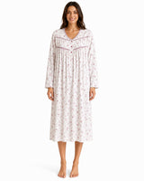 Womens Thermal Nightdress Long Sleeve Floral Warm Winter Nightie