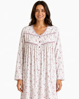 Womens Thermal Nightdress Long Sleeve Floral Warm Winter Nightie