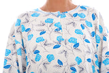Cotton Thermal Long Nightdress Floral Buttons Crew Neck Ribbed Warm Nightwear
