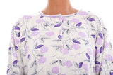 Cotton Thermal Long Nightdress Floral Buttons Crew Neck Ribbed Warm Nightwear