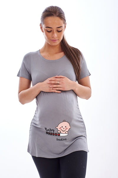 Baby Loading T Shirt Women Black Grey