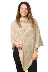 Womens Plus Size Cable Knit Poncho