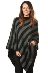 Black and White Striped Poncho Womens