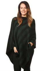 Black and White Striped Poncho Womens