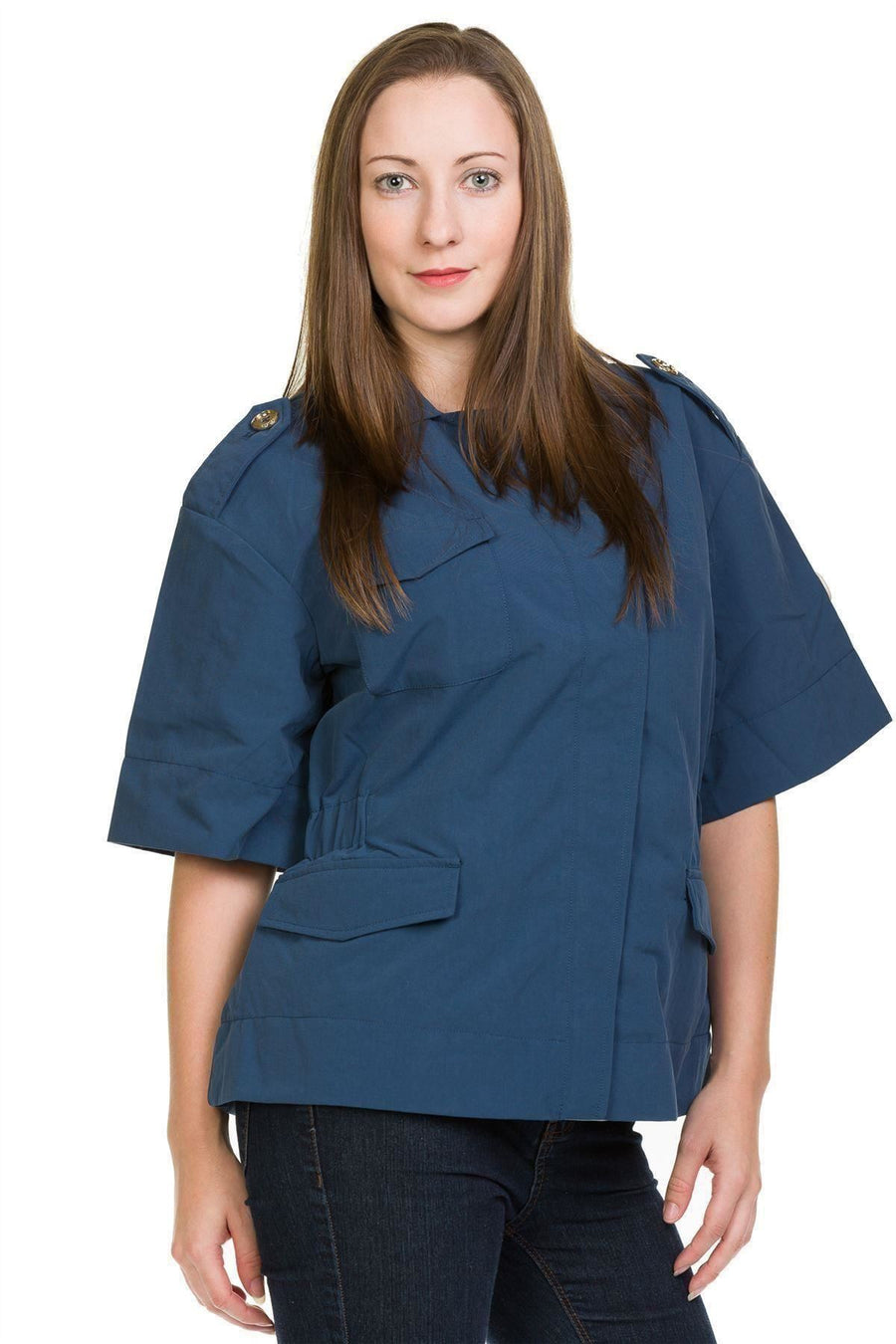 Boxy Jacket Womens Grey and Blue