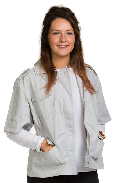 Boxy Jacket Womens Grey and Blue