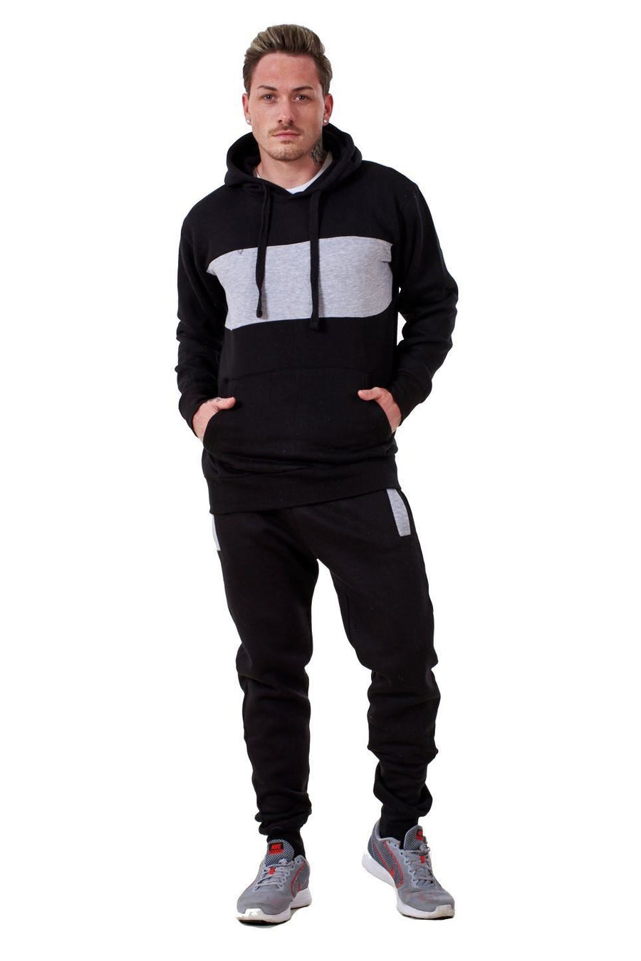 Mens Tracksuit Set Hoodie Joggers Fleece Gym Casual Sportswear Set