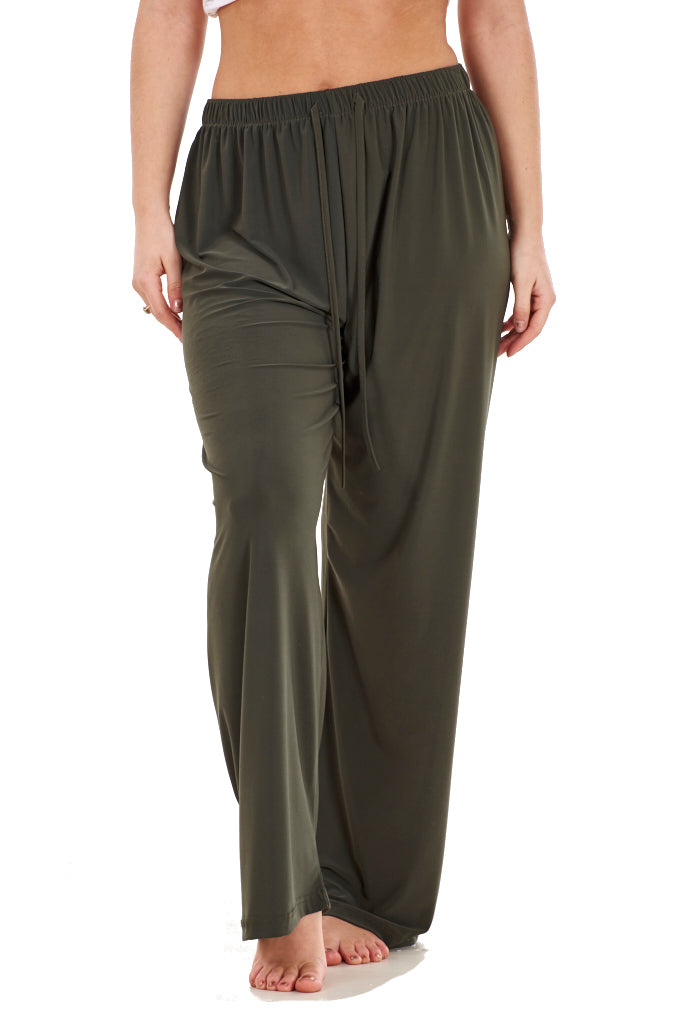 Women's Wide Leg Lounge Pants Soft Stretch Yoga Pajama Trousers Plus Size