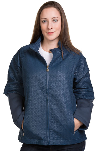 Faux Leather Jacket with Stand Collar