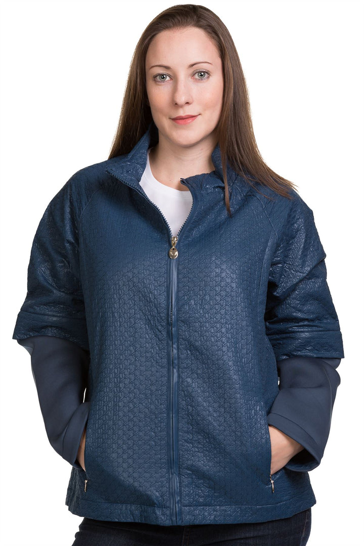 Faux Leather Jacket with Stand Collar