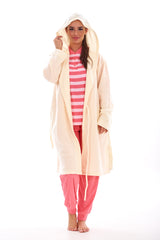 Hooded Fleece Dressing Gown Pockets