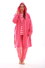 Hooded Fleece Dressing Gown Pockets