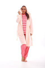 Hooded Fleece Dressing Gown Pockets