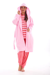 Hooded Fleece Dressing Gown Pockets