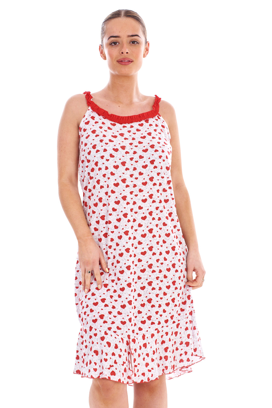 Sleeveless Cotton Nighty Heart Print