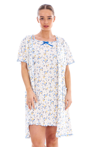 Matching Cotton Nightie and Robe Set