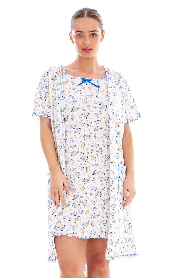 Matching Cotton Nightie and Robe Set
