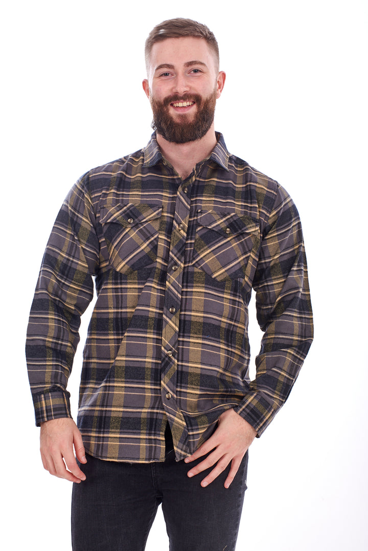 Mens Flannel Shirt Checked Cotton