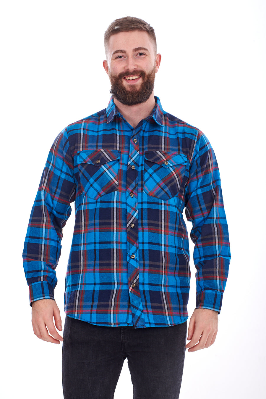 Mens Flannel Shirt Checked Cotton