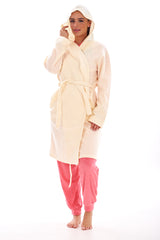 Hooded Fleece Dressing Gown Pockets