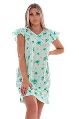 Ladies Nightdress Floral Cap Lounge Wear