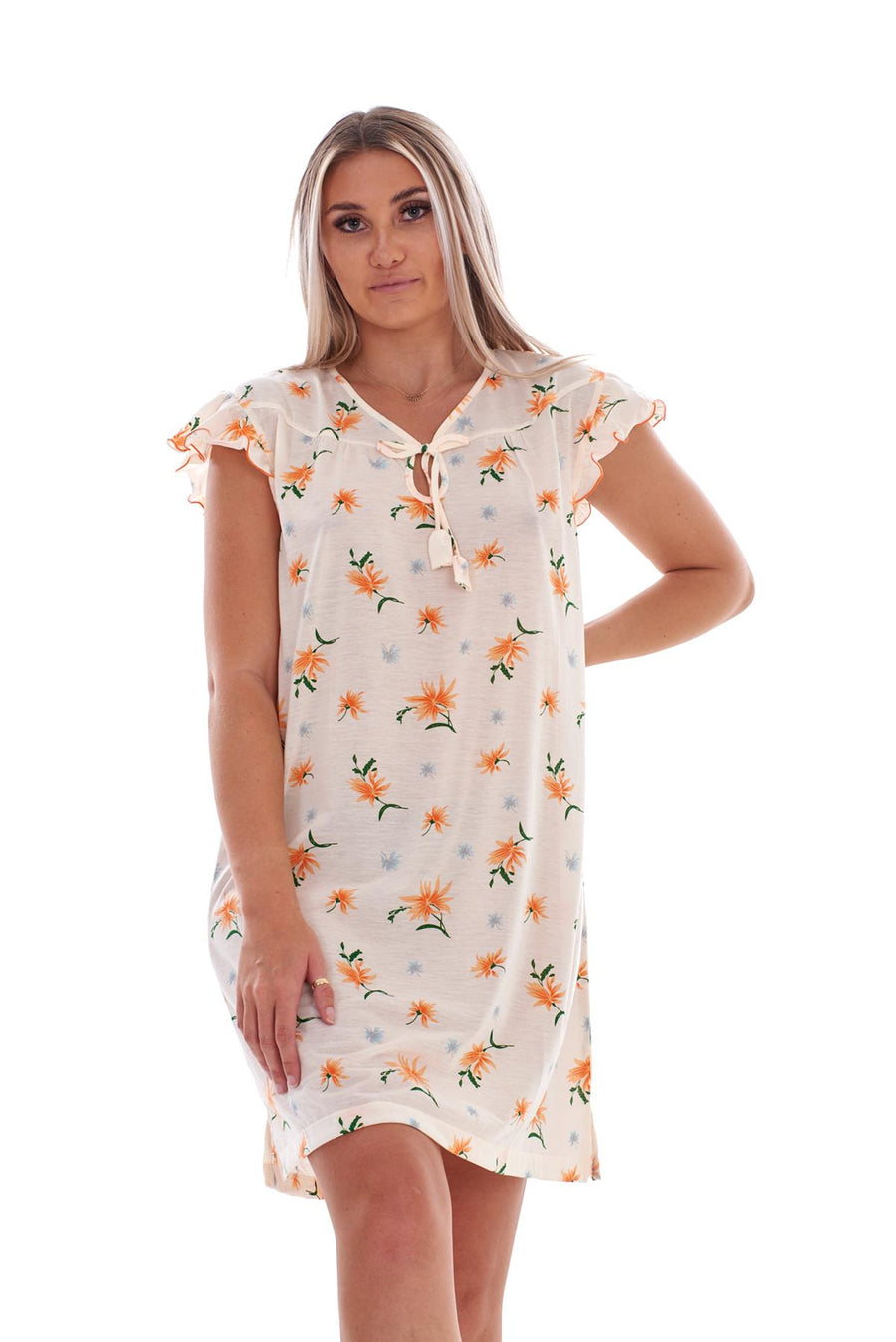 Ladies Nightdress Floral Cap Lounge Wear
