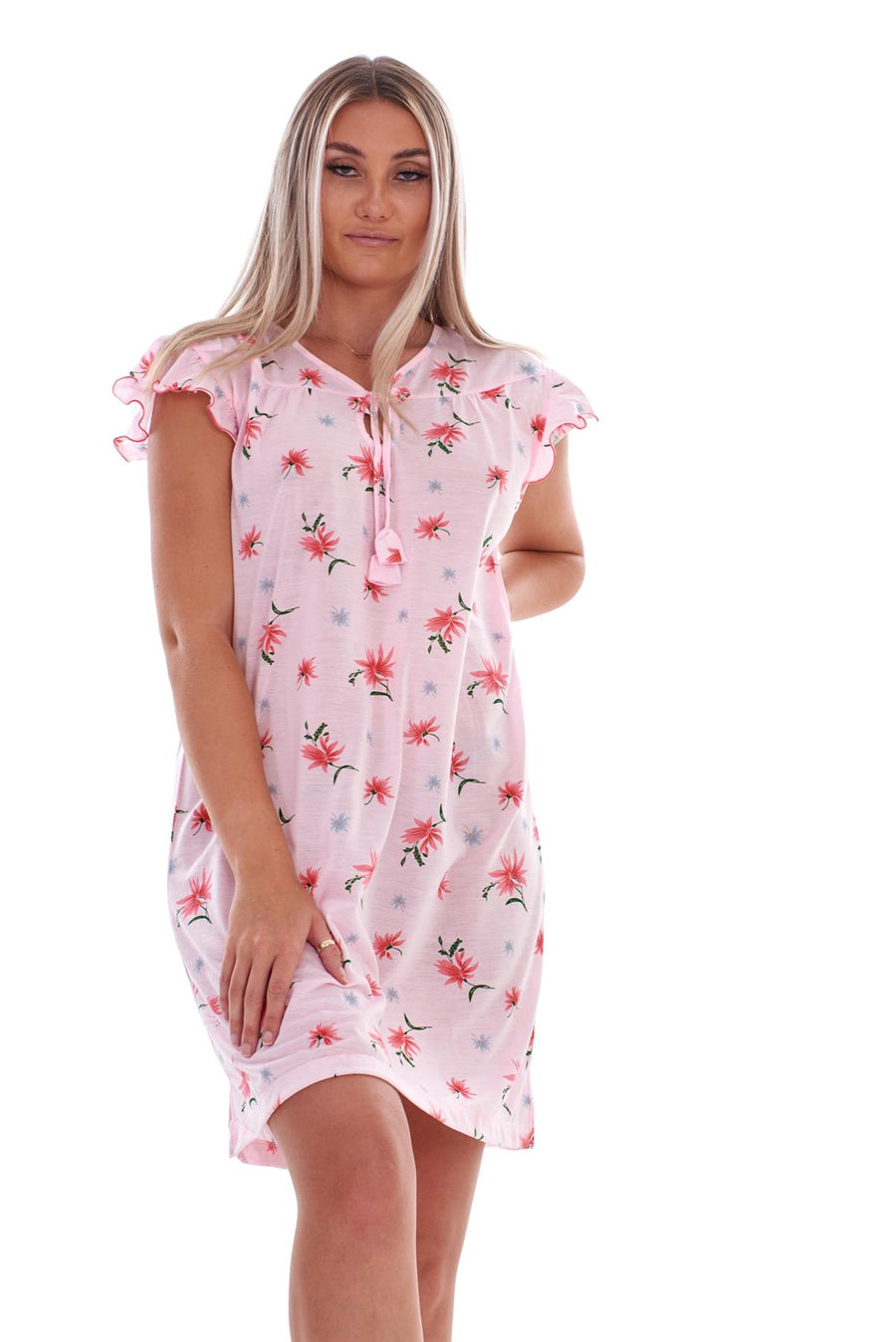 Ladies Nightdress Floral Cap Lounge Wear